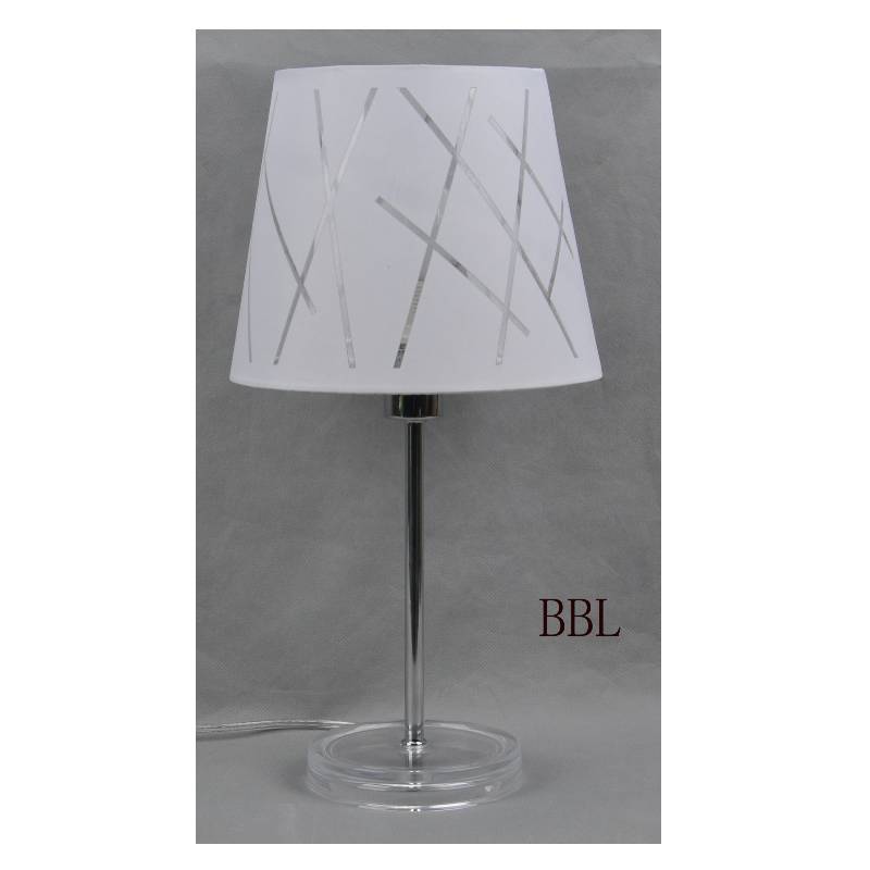 Lampe de table avec abat-jour en tissu et base en acrylique transparent