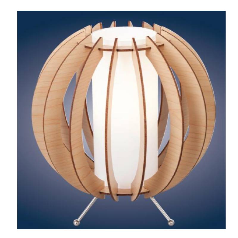 Lampe de table en bois naturel avec abat-jour en verre