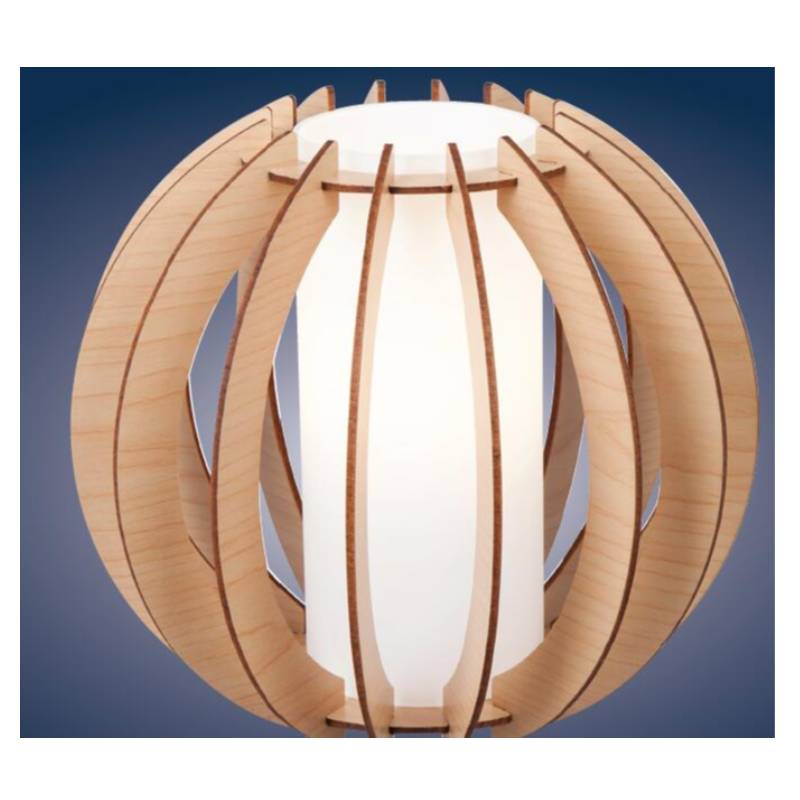 Lampe de table en bois naturel avec abat-jour en verre