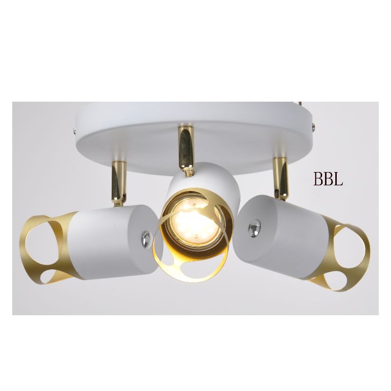 Modern Aggregate Light - 3, White + Gold Metal lamp Cover, Adjustable direction