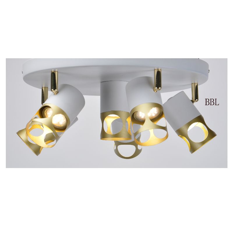 Modern Aggregate lamp - 6, White + Gold Metal Cover, Adjustable direction